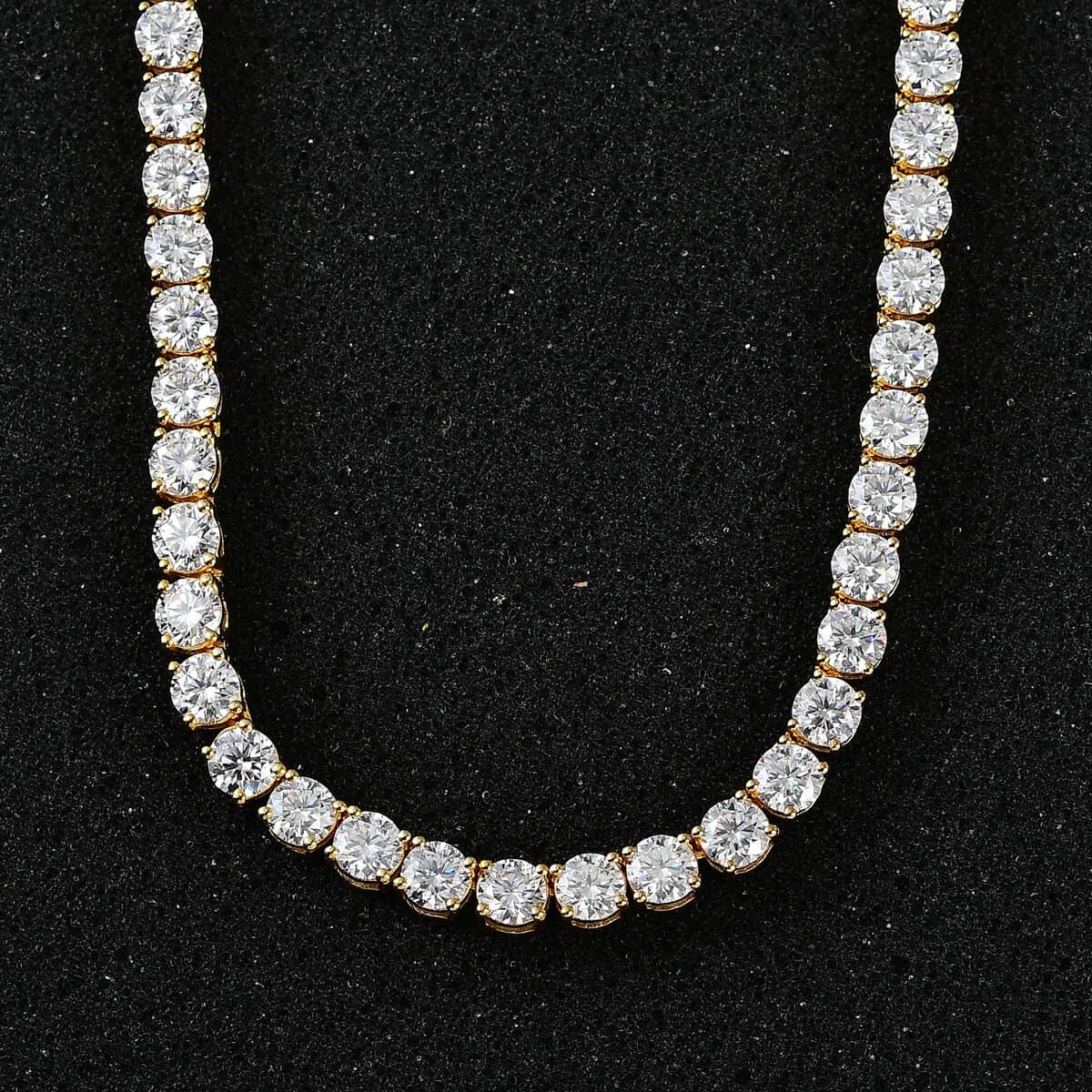 Moissanite Tennis Necklace 18 Inches in Vermeil Yellow Gold Over Sterling Silver 36.85 ctw image number 2