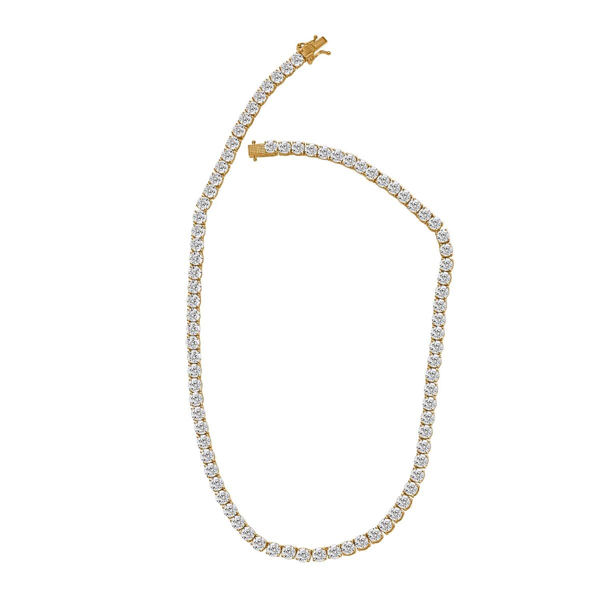 Moissanite Tennis Necklace 18 Inches in Vermeil Yellow Gold Over Sterling Silver 36.85 ctw image number 4