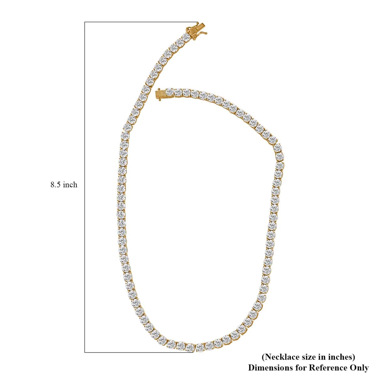 Moissanite Tennis Necklace 18 Inches in Vermeil Yellow Gold Over Sterling Silver 36.85 ctw image number 6