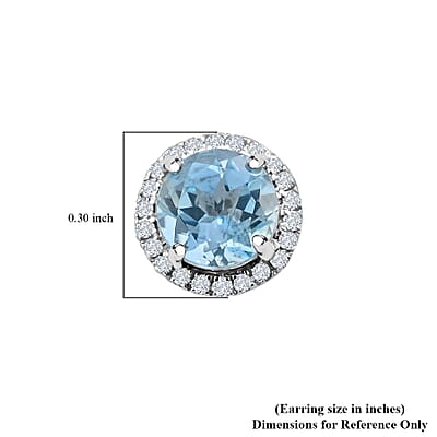 Certified & Appraised Iliana 18K White Gold AAA Santa Maria Aquamarine and SI Diamond Stud Earrings 1.60 ctw