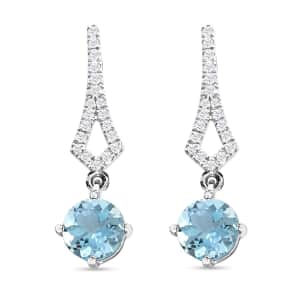 Certified & Appraised Iliana 18K White Gold AAA Santa Maria Aquamarine and SI Diamond Drop Earrings 1.65 ctw
