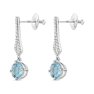 Certified & Appraised Iliana 18K White Gold AAA Santa Maria Aquamarine and SI Diamond Drop Earrings 1.65 ctw
