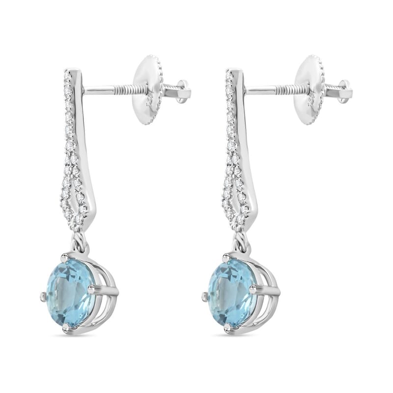 Certified & Appraised Iliana 18K White Gold AAA Santa Maria Aquamarine and SI Diamond Drop Earrings 1.65 ctw
