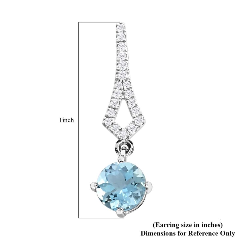 Certified & Appraised Iliana 18K White Gold AAA Santa Maria Aquamarine and SI Diamond Drop Earrings 1.65 ctw