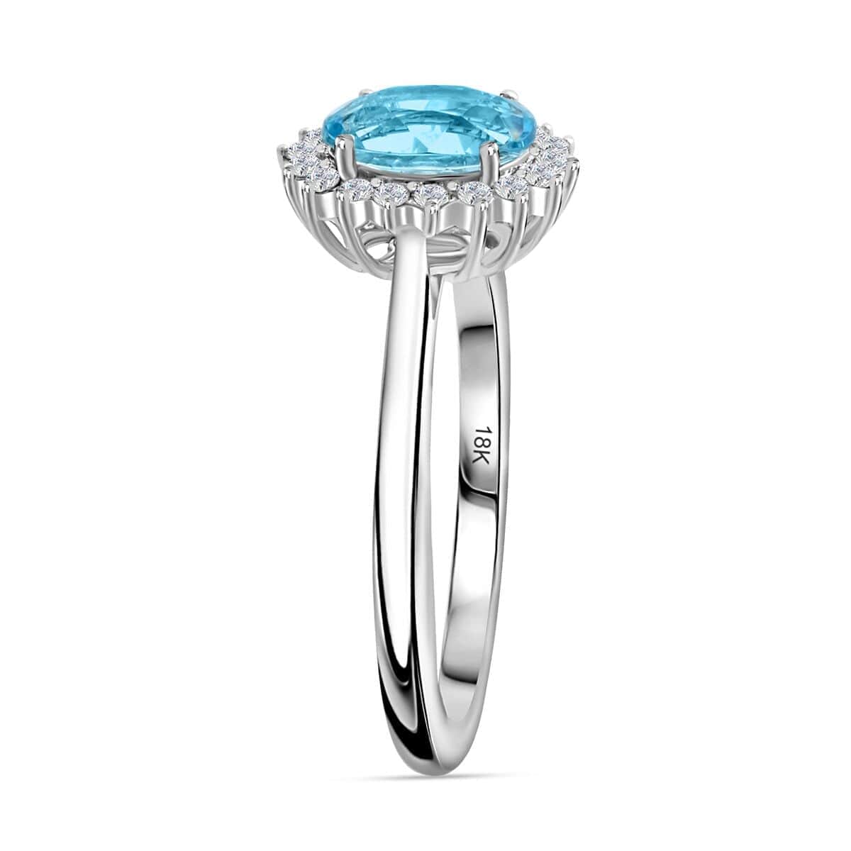 Certified & Appraised Iliana AAA Santa Maria Aquamarine and SI Diamond 1.40 ctw Halo Ring in 18K White Gold (Size 6.0) image number 3