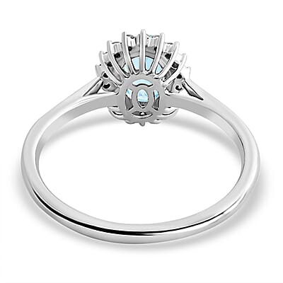 Certified & Appraised Iliana AAA Santa Maria Aquamarine and SI Diamond 1.40 ctw Halo Ring in 18K White Gold (Size 7.0)