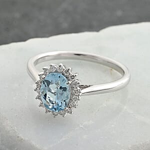 Certified Iliana AAA Santa Maria Aquamarine, Diamond Halo Ring in 18K White Gold 1.40 ctw (Size 9.0)