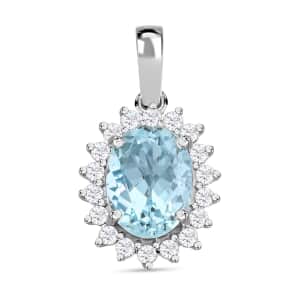 Certified & Appraised Iliana 18K White Gold AAA Santa Maria Aquamarine and SI Diamond Pendant 1.40 ctw