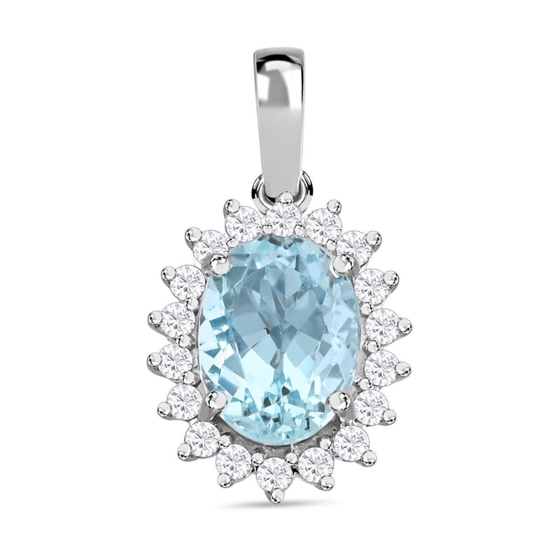 Certified & Appraised Iliana 18K White Gold AAA Santa Maria Aquamarine and SI Diamond Pendant without Chain 1.40 ctw