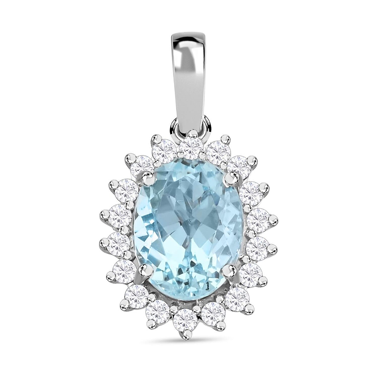 Certified & Appraised Iliana 18K White Gold AAA Santa Maria Aquamarine and SI Diamond Pendant without Chain 1.40 ctw