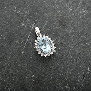 Certified & Appraised Iliana 18K White Gold AAA Santa Maria Aquamarine and SI Diamond Pendant without Chain 1.40 ctw