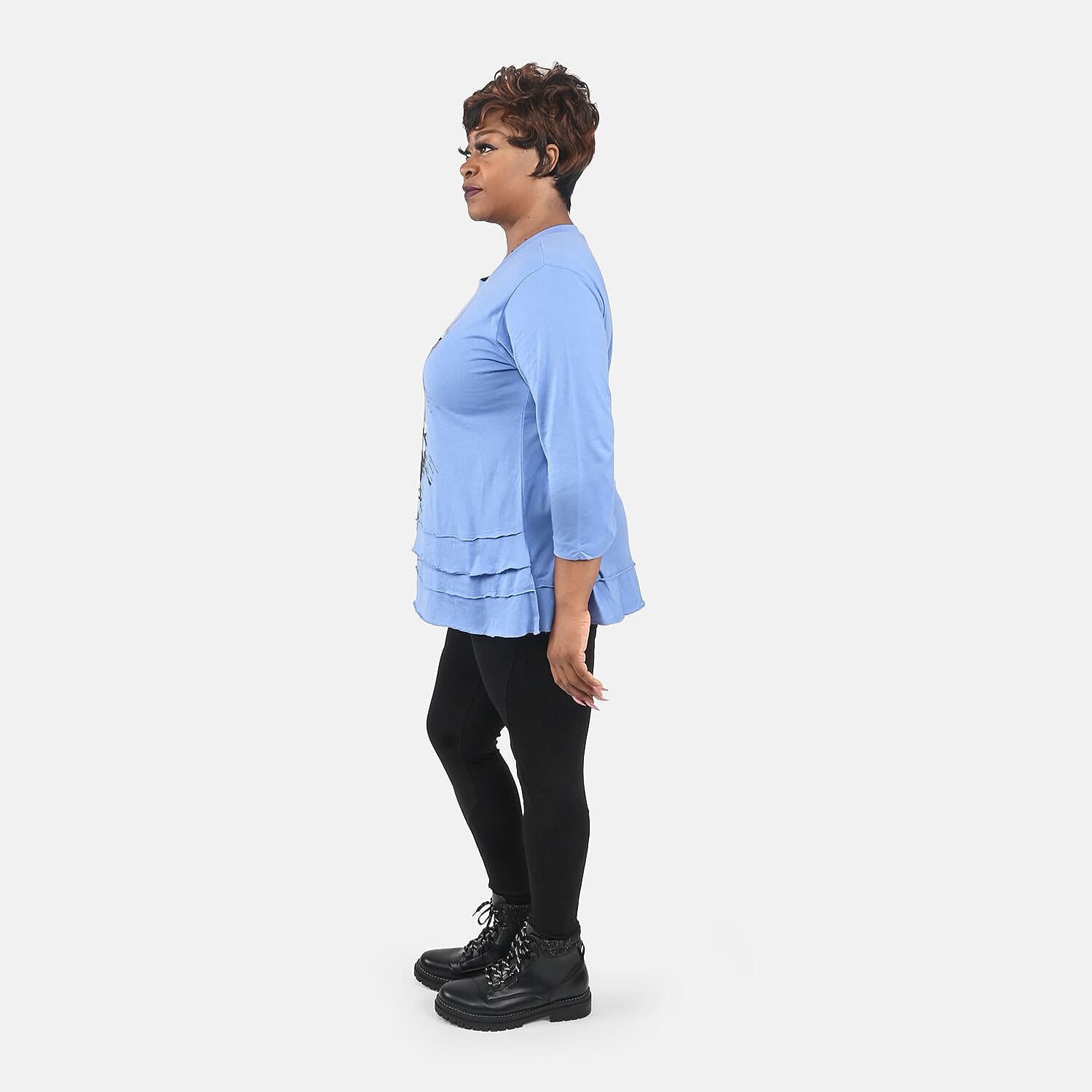 Metropolitan Blue Floral Screen Printed Knit Top - M