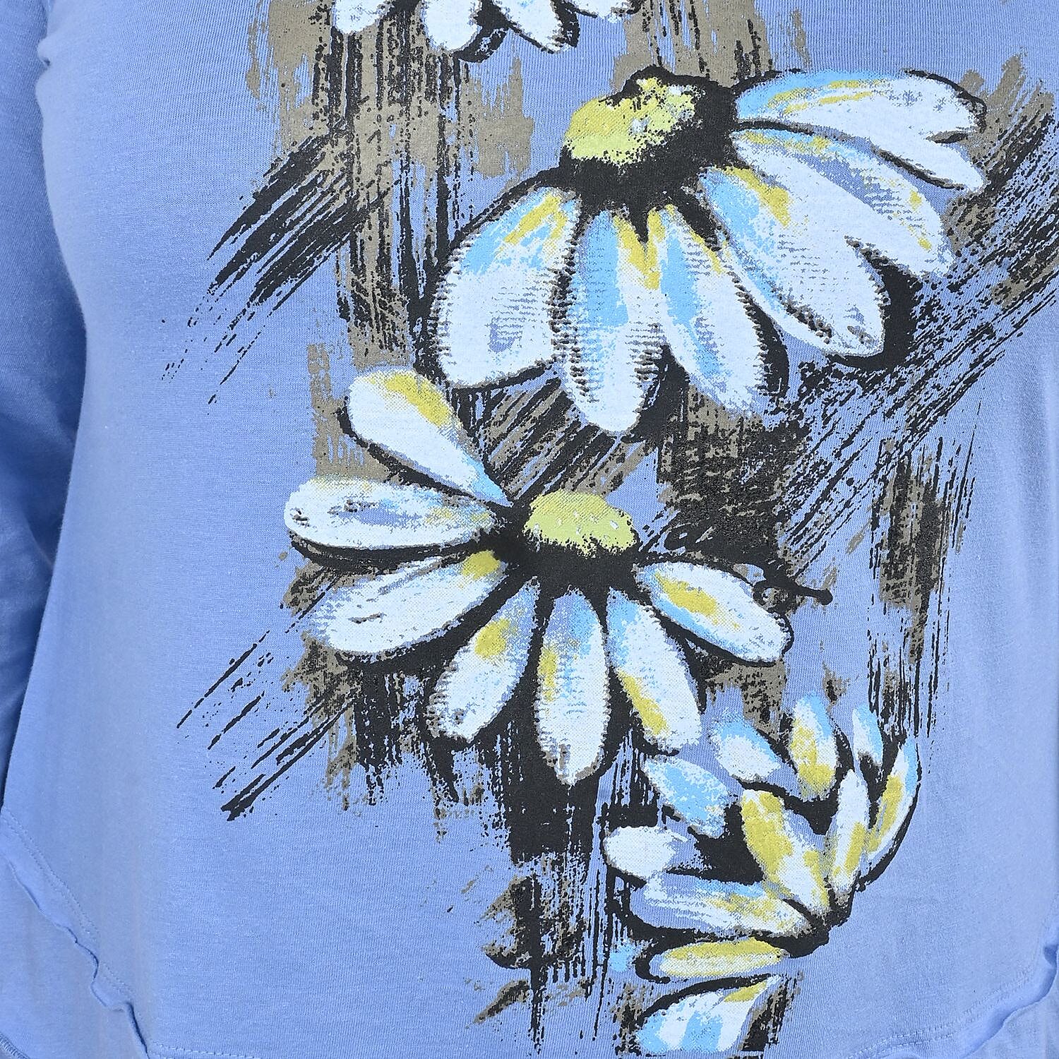 Metropolitan Blue Floral Screen Printed Knit Top - M