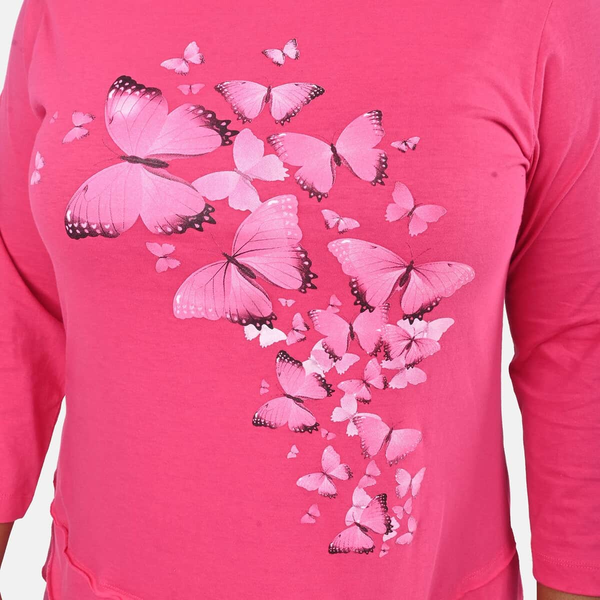 Metropolitan Pink Butterfly Screen Printed Knit Top - XL image number 4