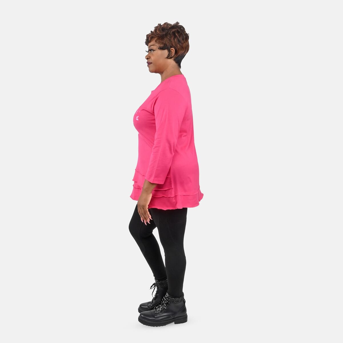 Metropolitan Pink Butterfly Screen Printed Knit Top - 3X image number 2