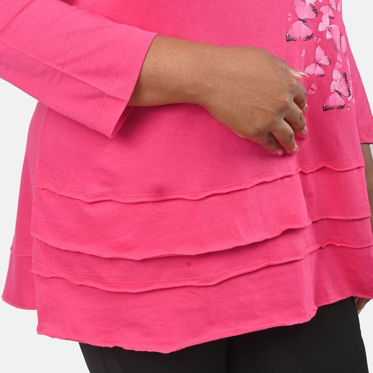 Metropolitan Pink Butterfly Screen Printed Knit Top - 3X image number 5