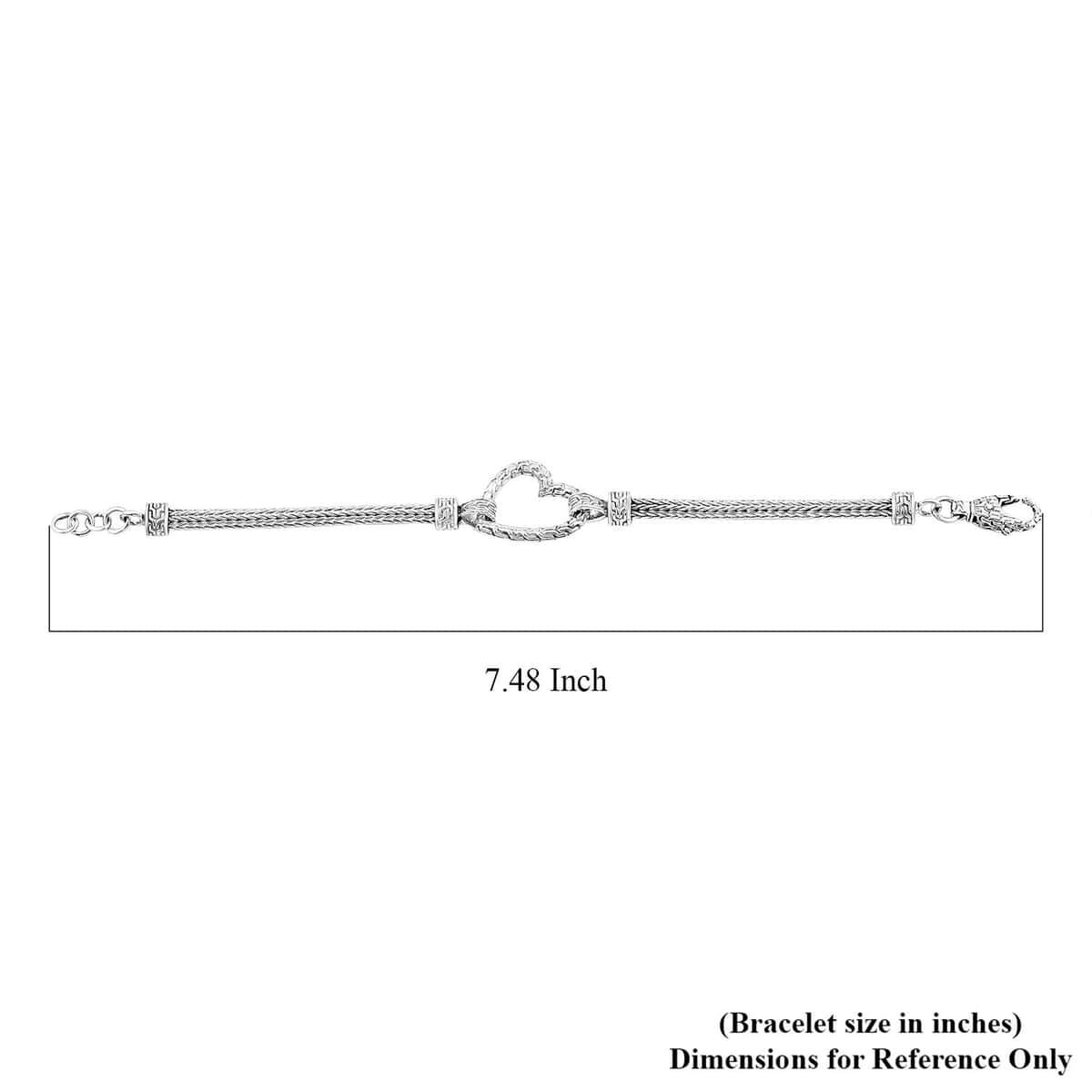 Bali Legacy Sterling Silver Heart Bracelet (6.50 In) 15.85 Grams image number 4