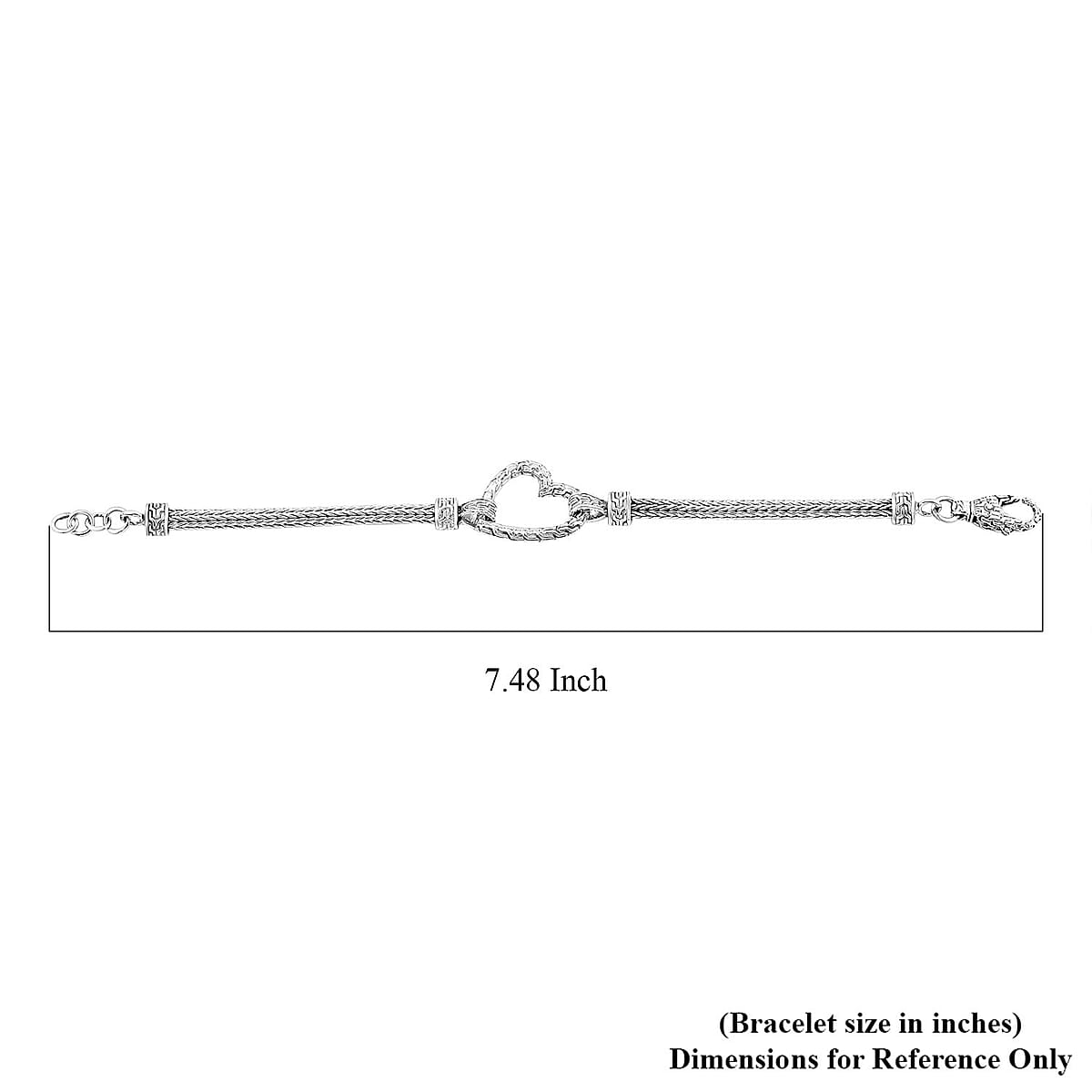 Bali Legacy Sterling Silver Heart Bracelet (8.00 In) 19 Grams image number 4