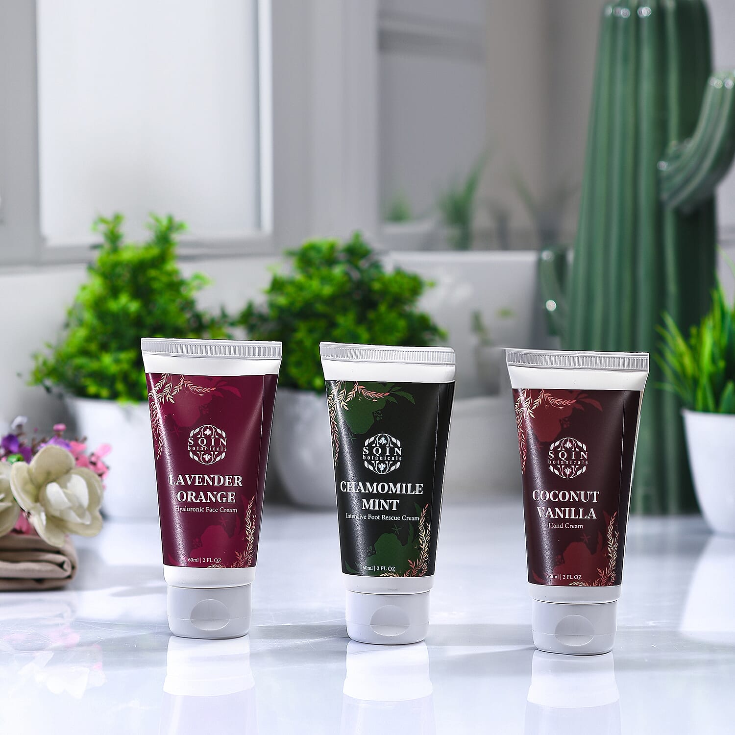 Set of 3 Sqin Botanical Cream- Hand, Face, Foot Cream- 50 ml each