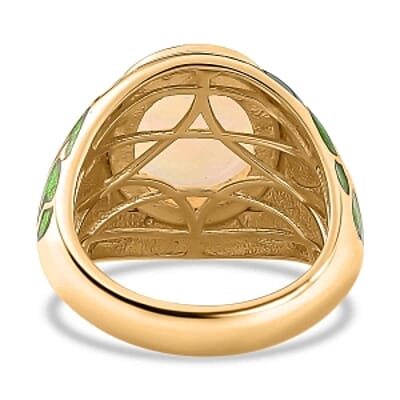 Premium Ethiopian Welo Opal 3.50 ctw Solitaire Ring in Vermeil Yellow Gold Over Sterling Silver (Size 11.5) (9.19 g)