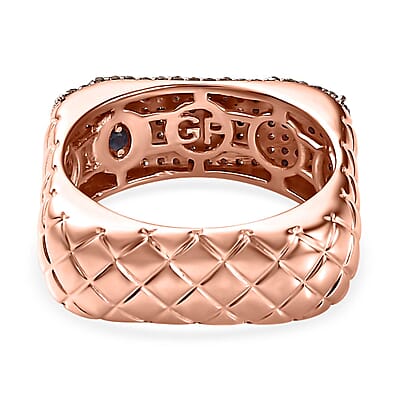GP Royal Art Deco Collection Natural Champagne Diamond Ring in Vermeil Rose Gold Over Sterling Silver (Size 10.0) 0.75 ctw