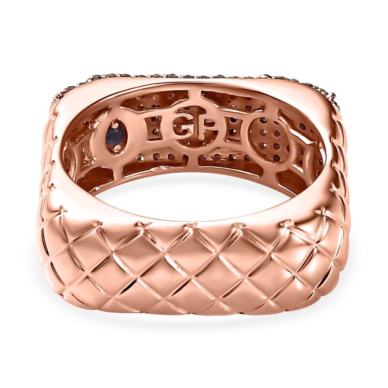 GP Royal Art Deco Collection Natural Champagne Diamond Ring in Vermeil Rose Gold Over Sterling Silver (Size 10.0) 0.75 ctw