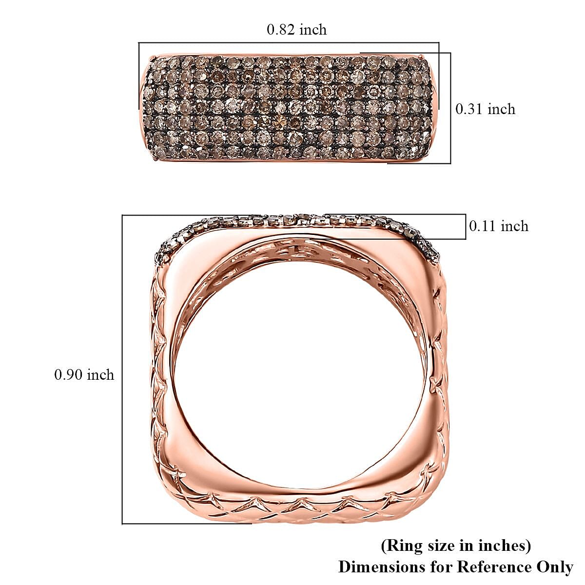 GP Royal Art Deco Collection Natural Champagne Diamond Ring in Vermeil Rose Gold Over Sterling Silver (Size 10.0) 0.75 ctw
