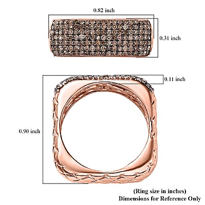 GP Royal Art Deco Collection Natural Champagne Diamond Ring in Vermeil Rose Gold Over Sterling Silver (Size 10.0) 0.75 ctw