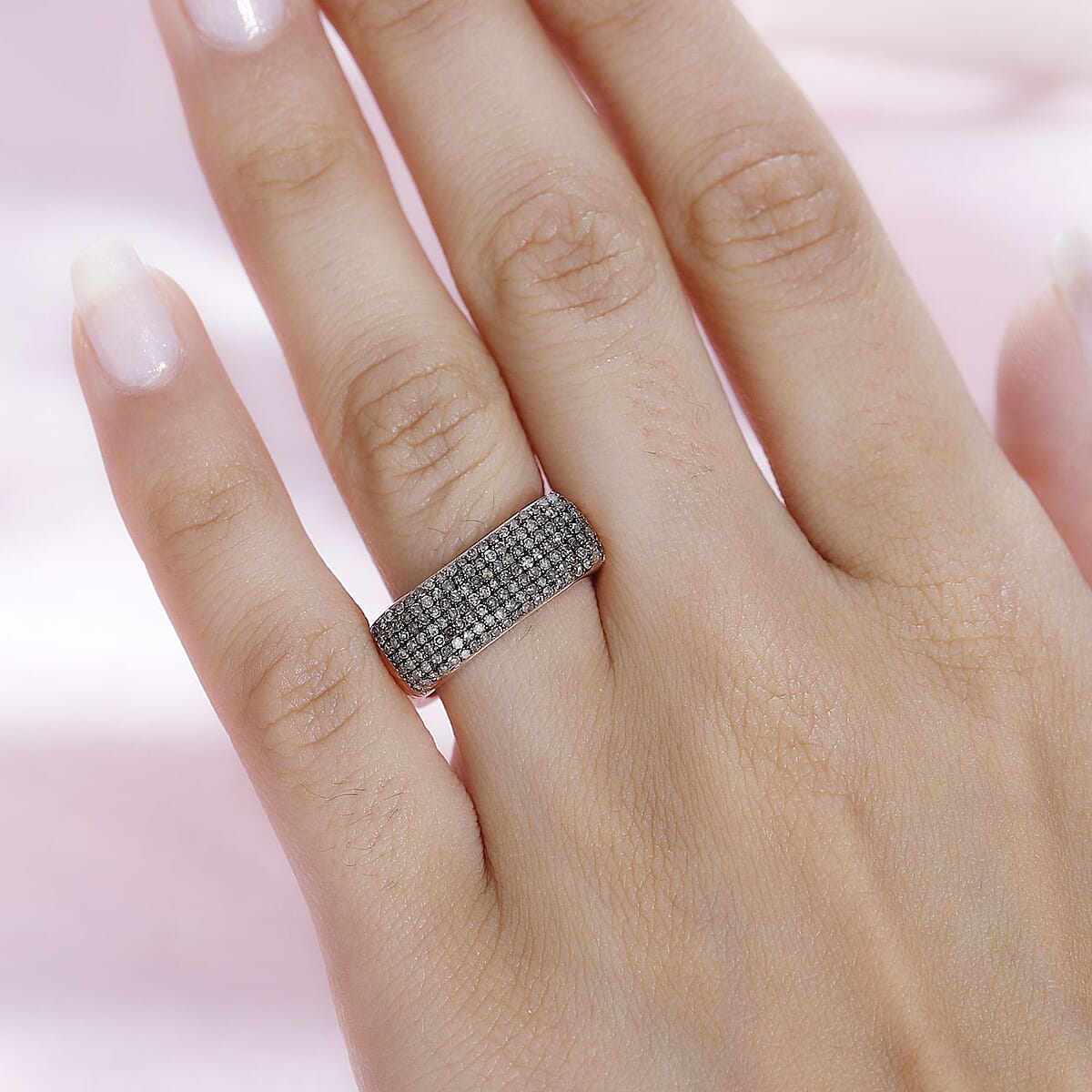 GP Royal Art Deco Collection Natural Champagne Diamond Ring in Vermeil Rose Gold Over Sterling Silver (Size 8.0) 0.75 ctw image number 2