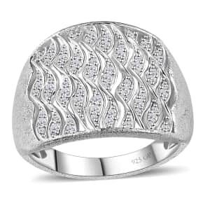 GP Royal Art Deco Collection Diamond Ring in Platinum Over Sterling Silver (Size 10.0) 0.50 ctw