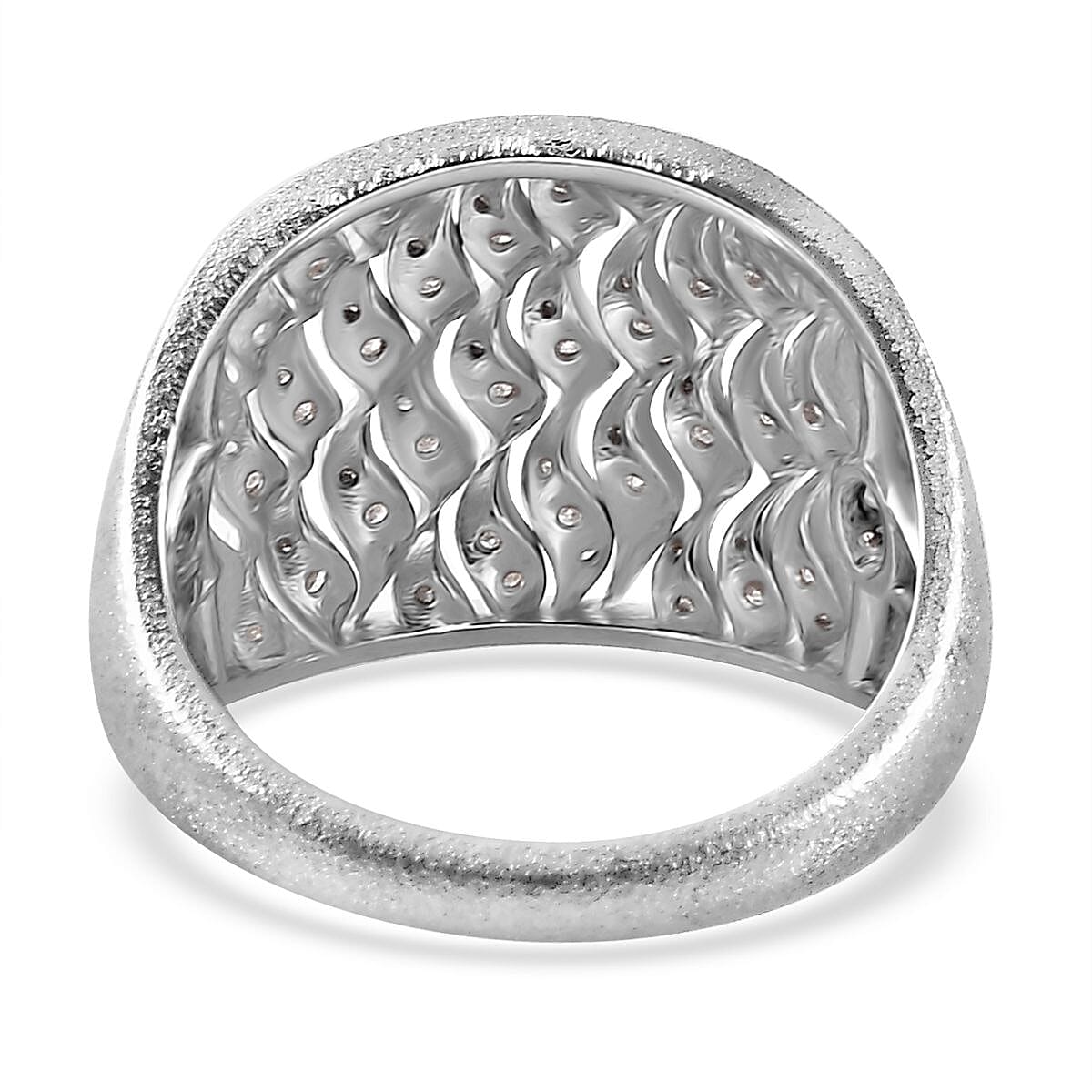 GP Royal Art Deco Collection Diamond Ring in Platinum Over Sterling Silver (Size 10.0) 0.50 ctw