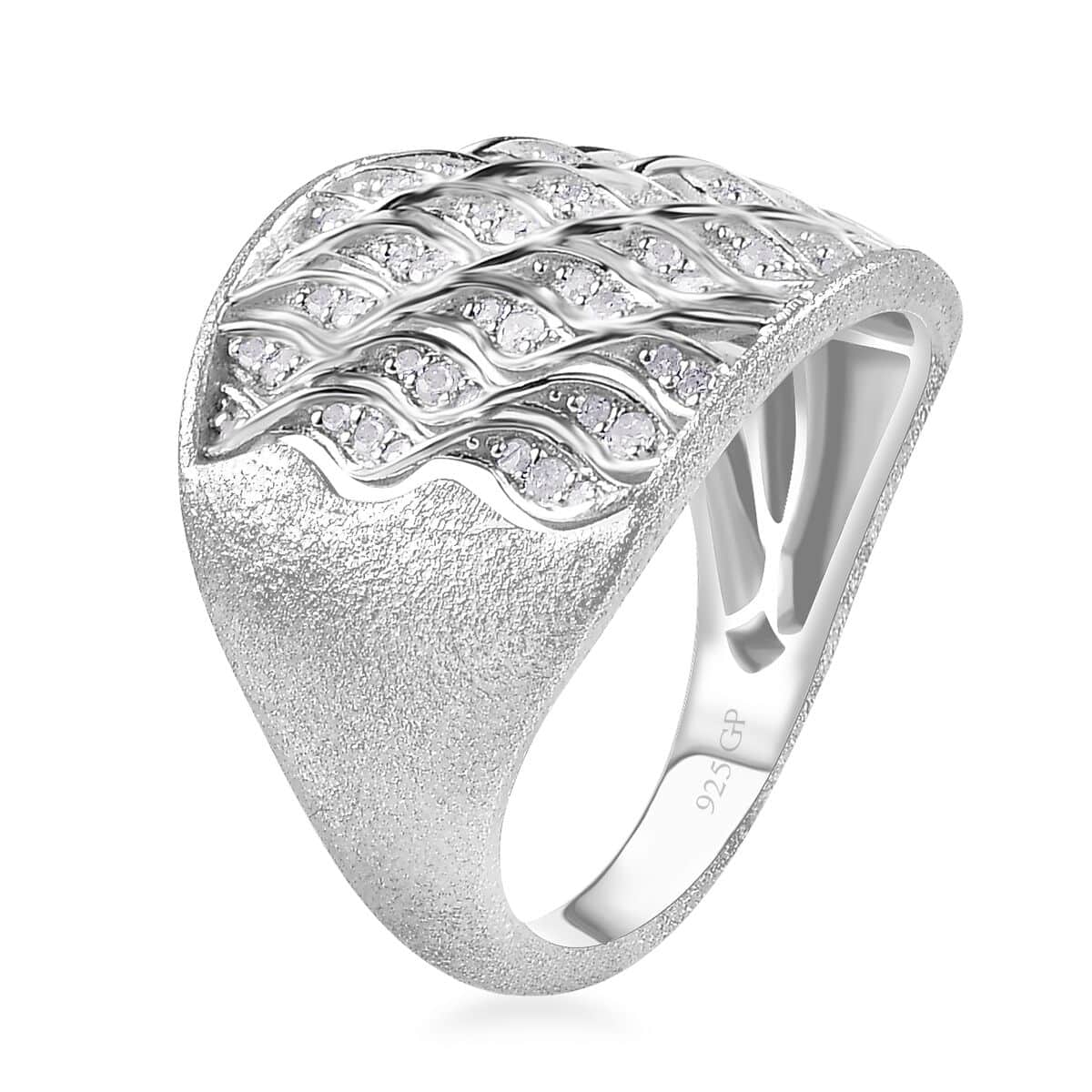 GP Royal Art Deco Collection Diamond Ring in Platinum Over Sterling Silver (Size 6.0) 0.50 ctw image number 3