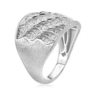 GP Royal Art Deco Collection Diamond Ring in Platinum Over Sterling Silver (Size 6.0) 0.50 ctw