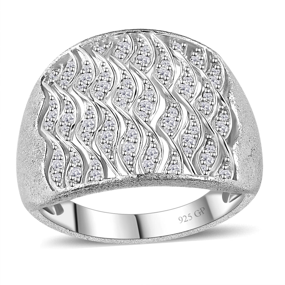 GP Royal Art Deco Collection Diamond Ring in Platinum Over Sterling Silver (Size 8.0) 0.50 ctw image number 0