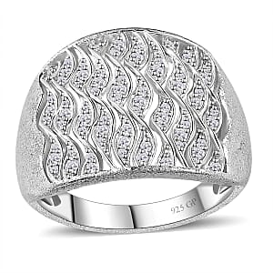GP Royal Art Deco Collection Diamond Ring in Platinum Over Sterling Silver (Size 8.0) 0.50 ctw