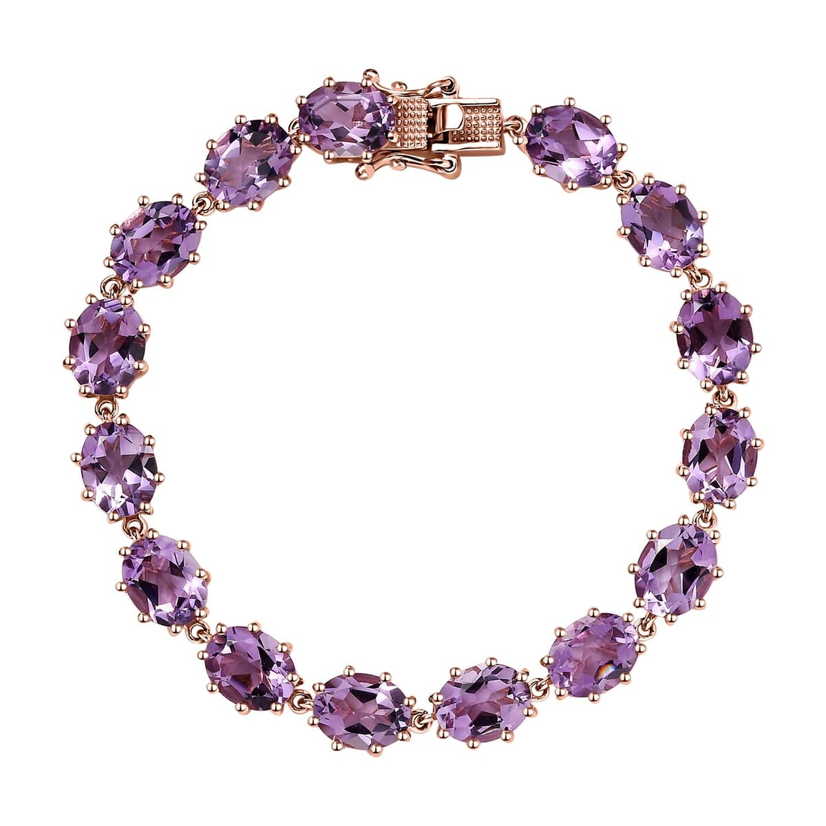 Premium Rose De France Amethyst Bracelet in Vermeil Rose Gold Over Sterling Silver (7.25 In) 25.90 ctw image number 0