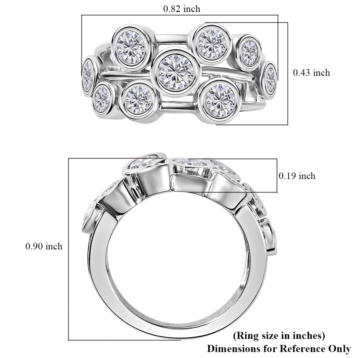 Moissanite Ring in Platinum Over Sterling Silver (Size 10.0) 1.50 ctw image number 5