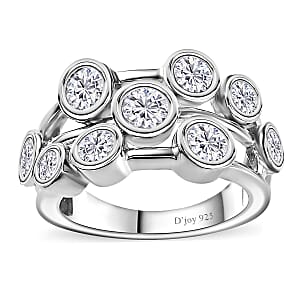 Moissanite Ring in Platinum Over Sterling Silver (Size 7.0) 1.50 ctw