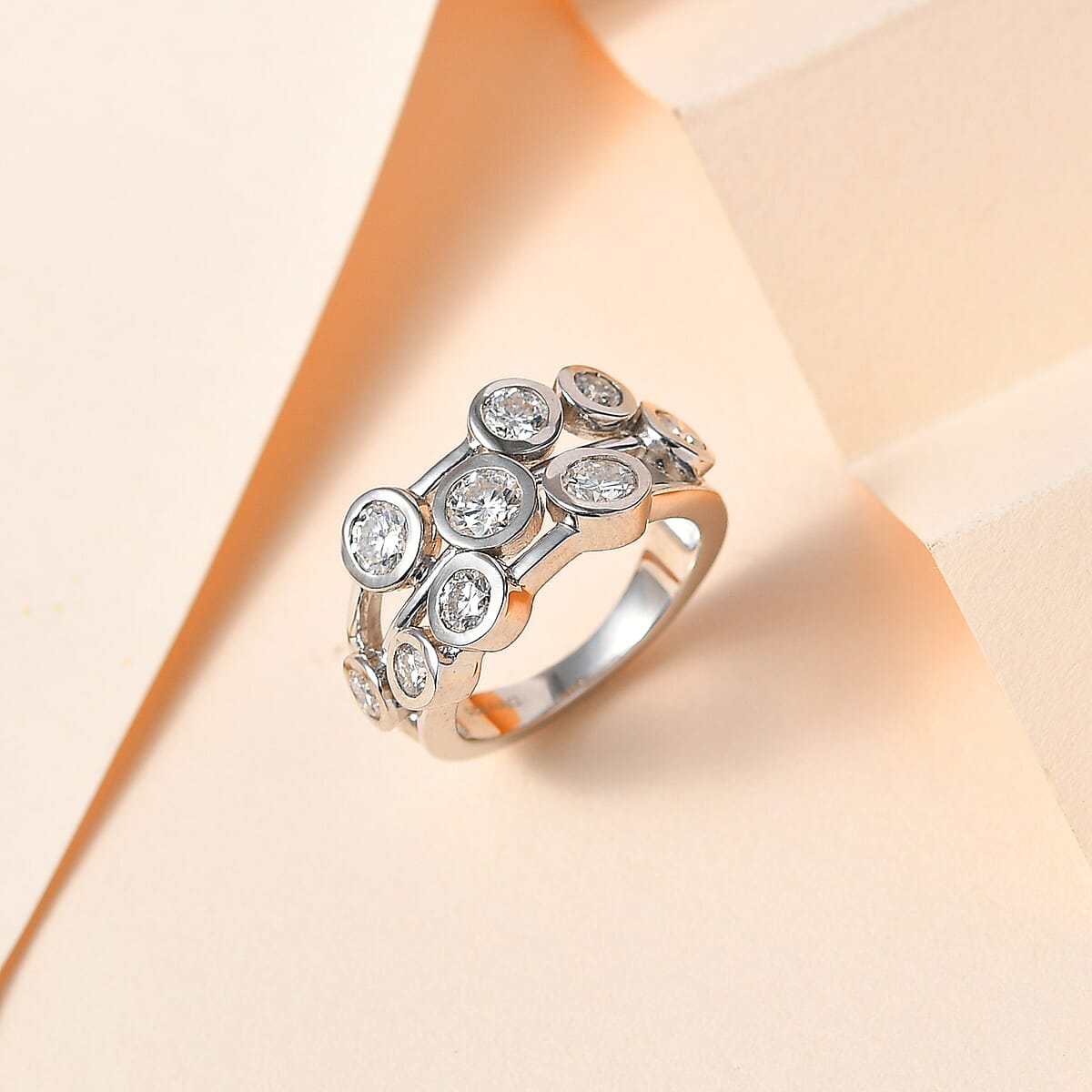 Moissanite Ring in Platinum Over Sterling Silver (Size 7.0) 1.50 ctw image number 1