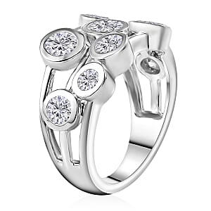 Moissanite Ring in Platinum Over Sterling Silver (Size 7.0) 1.50 ctw