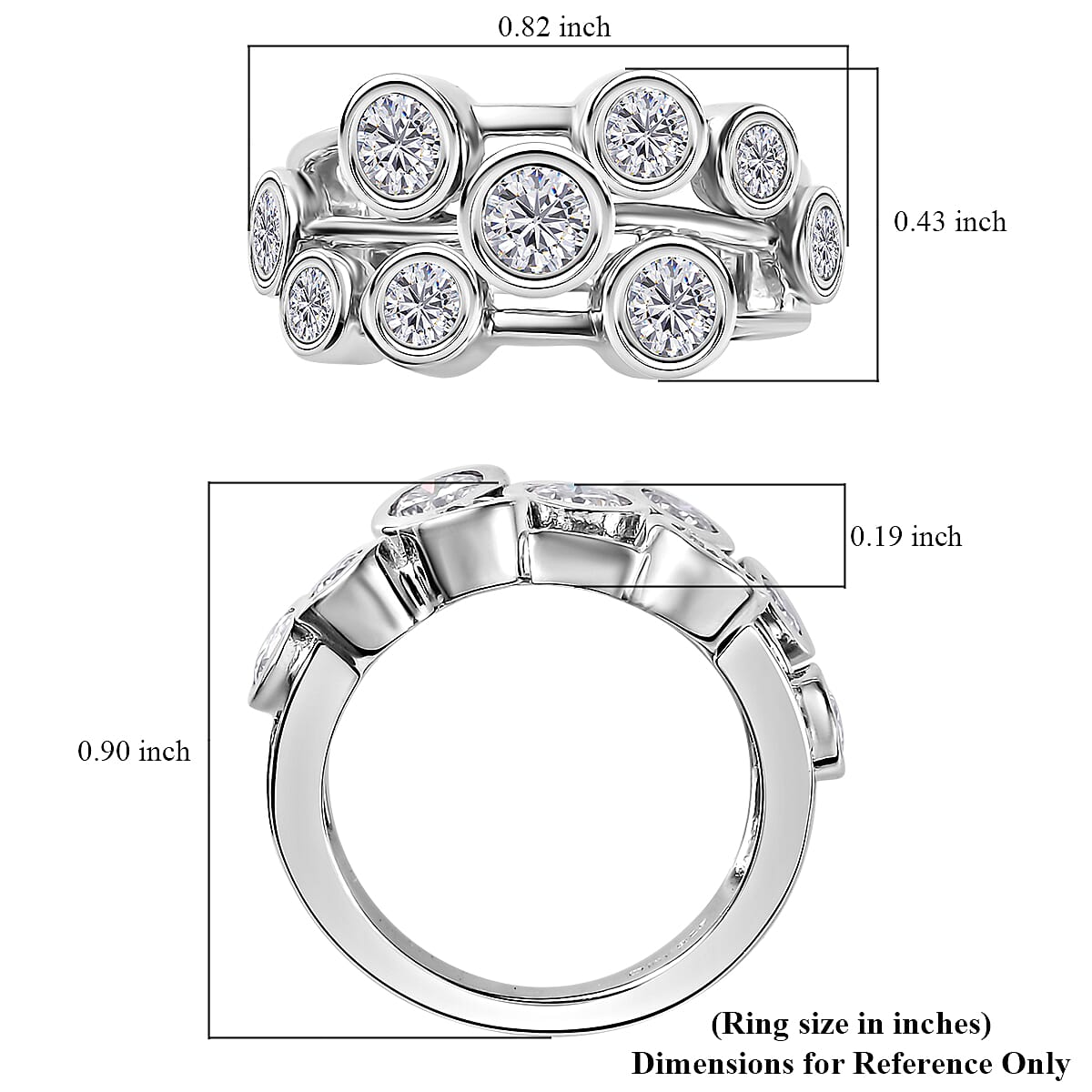 Moissanite Ring in Platinum Over Sterling Silver (Size 7.0) 1.50 ctw image number 5