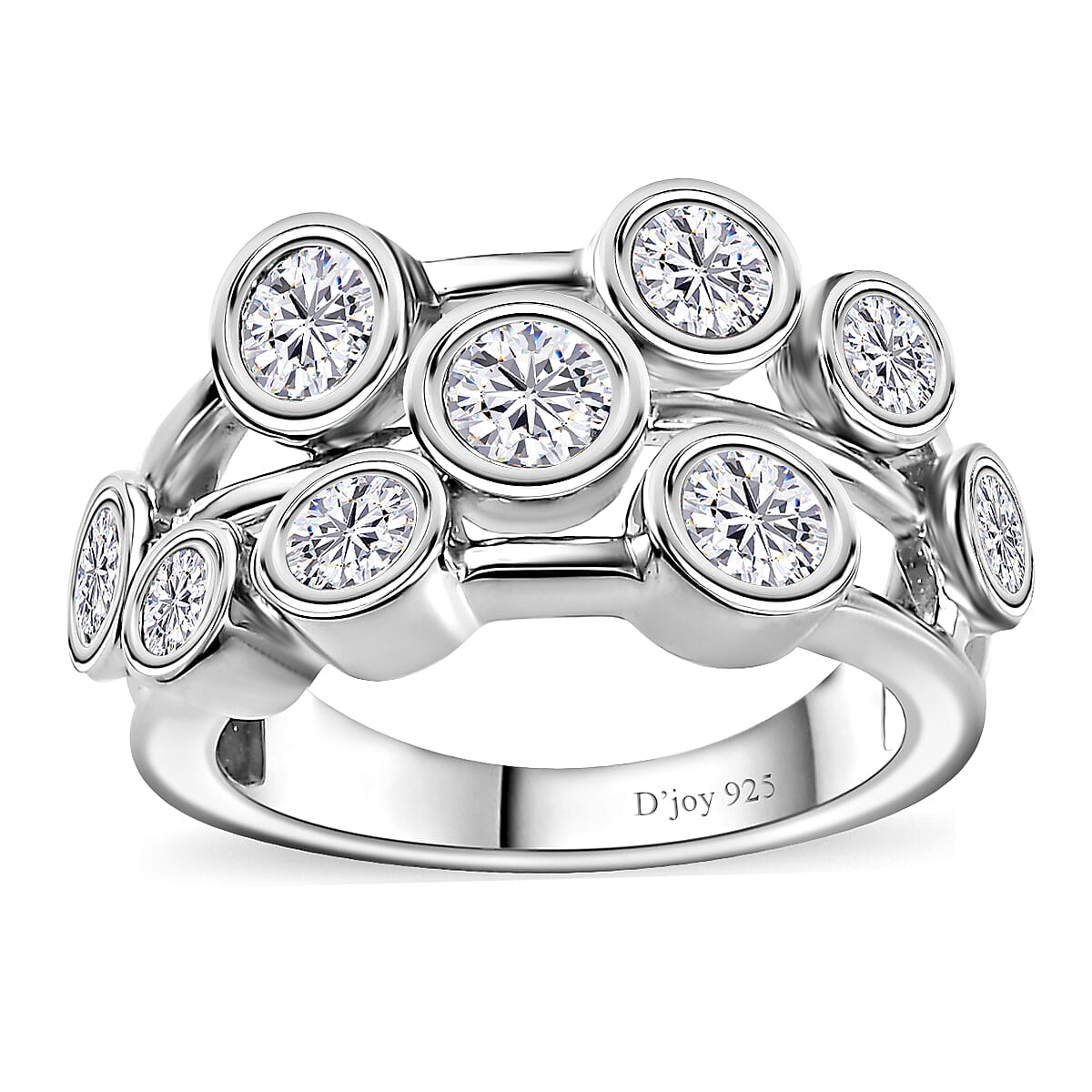 Moissanite Ring in Platinum Over Sterling Silver (Size 8.0) 1.50 ctw