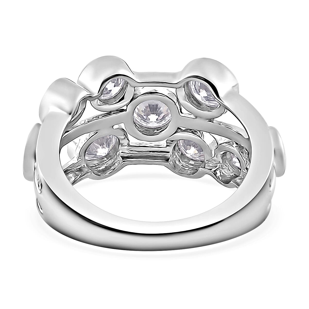 Moissanite Ring in Platinum Over Sterling Silver (Size 8.0) 1.50 ctw