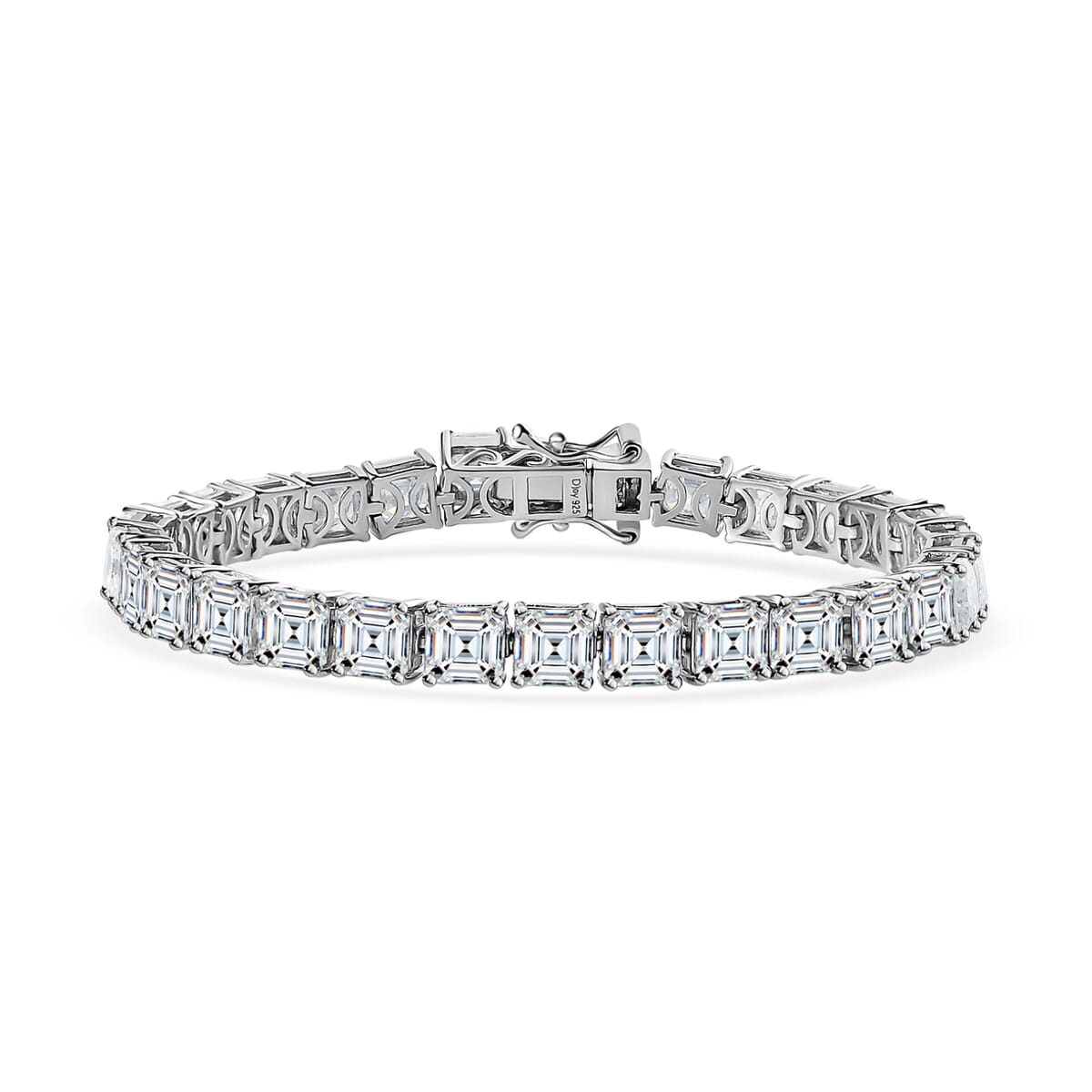 Asscher Cut Moissanite Tennis Bracelet in Platinum Over Sterling Silver (6.50 In) 17.50 ctw image number 0