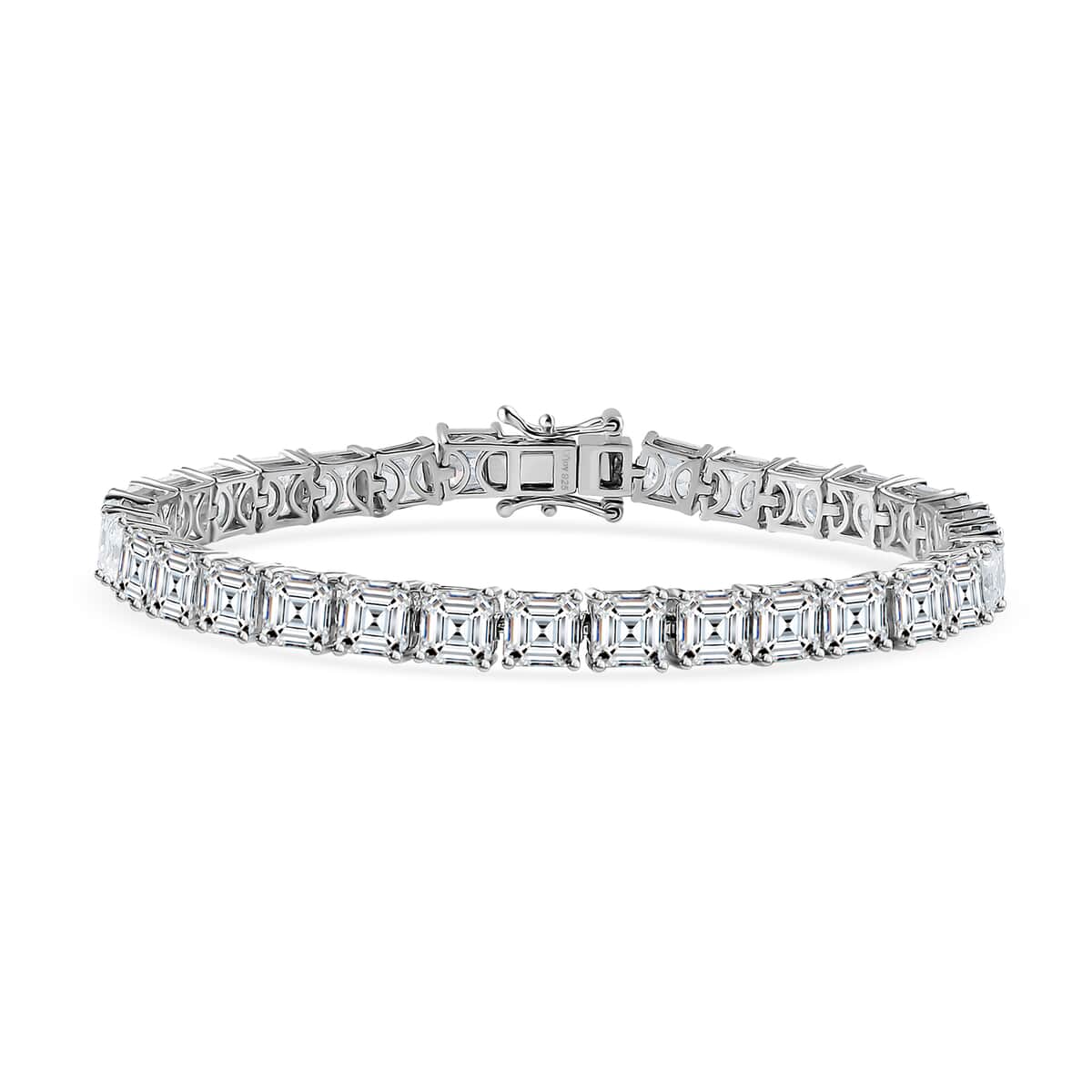 Asscher Cut Moissanite Tennis Bracelet in Platinum Over Sterling Silver (7.25 In) 19.40 ctw image number 0