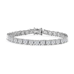 Asscher Cut Moissanite Tennis Bracelet in Platinum Over Sterling Silver (7.25 In) 19.40 ctw