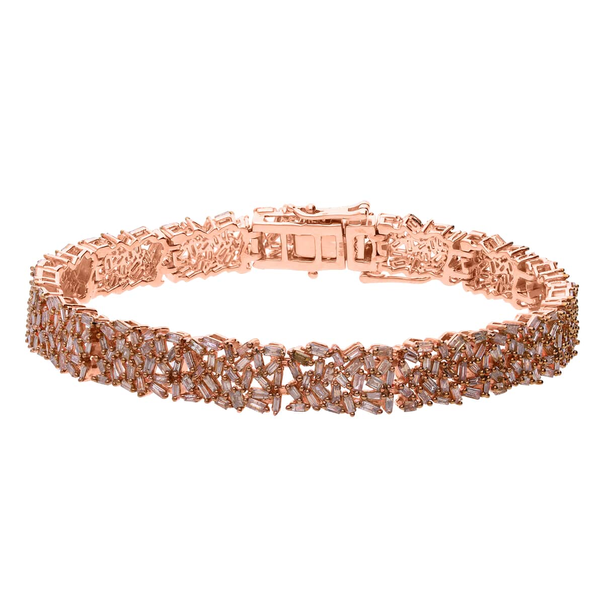 Natural Champagne Diamond Bracelet in Vermeil Rose Gold Over Sterling Silver (7.25 In) 5.00 ctw image number 0