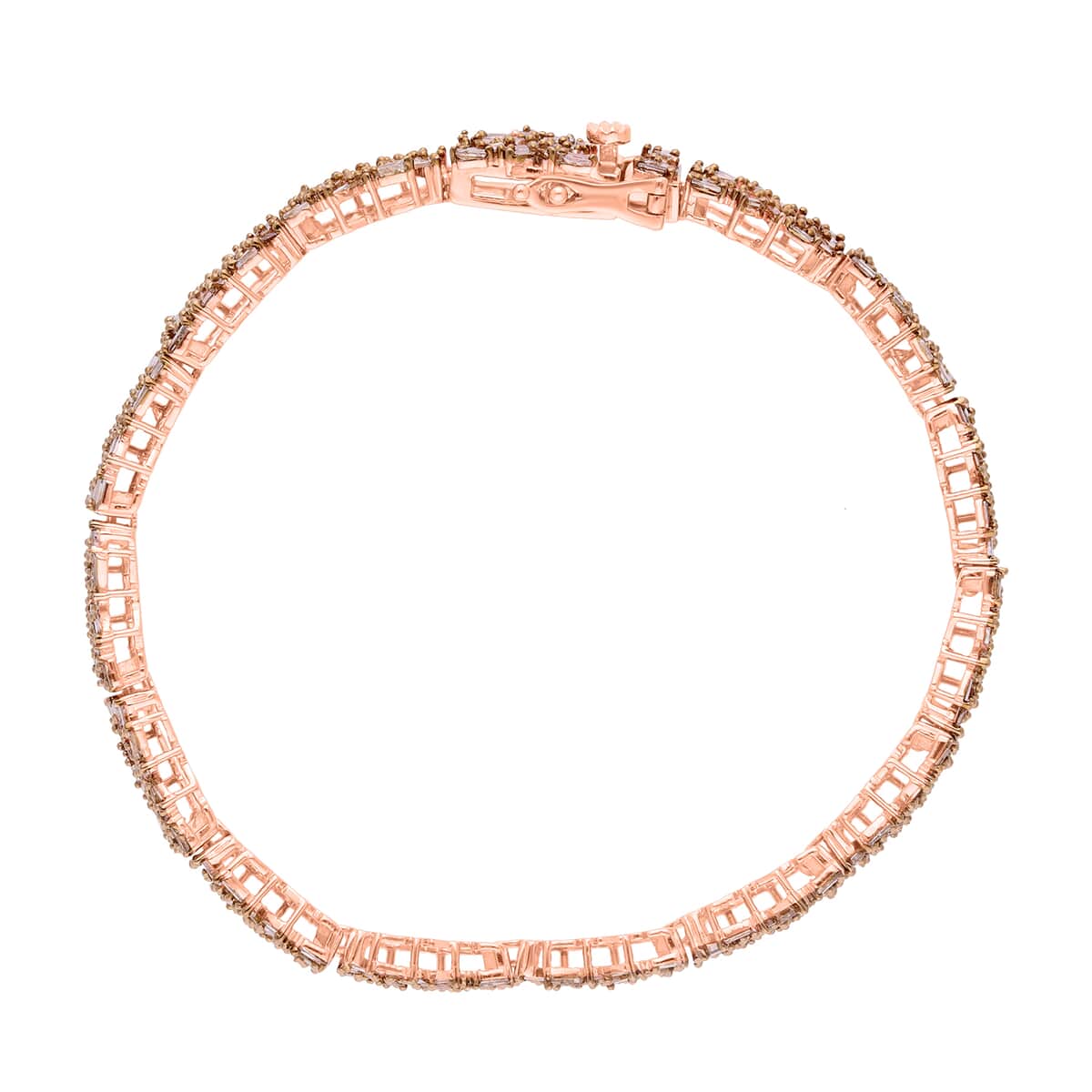 Natural Champagne Diamond Bracelet in Vermeil Rose Gold Over Sterling Silver (7.25 In) 5.00 ctw image number 1