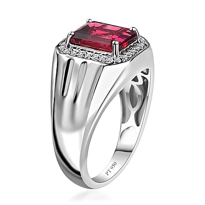 Rhapsody 950 Platinum AAAA Ouro Fino Rubellite and E-F VS2 Diamond Men's Ring (Size 10.0) 3.35 ctw