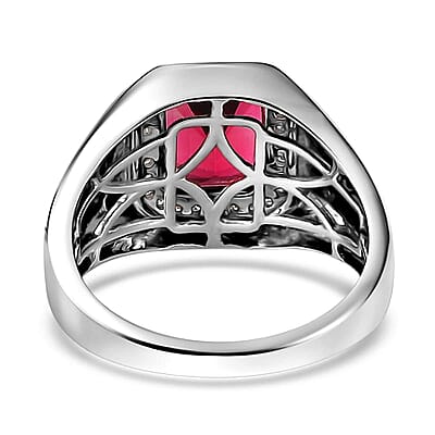 Rhapsody 950 Platinum AAAA Ouro Fino Rubellite and E-F VS2 Diamond Men's Ring (Size 10.0) 3.35 ctw